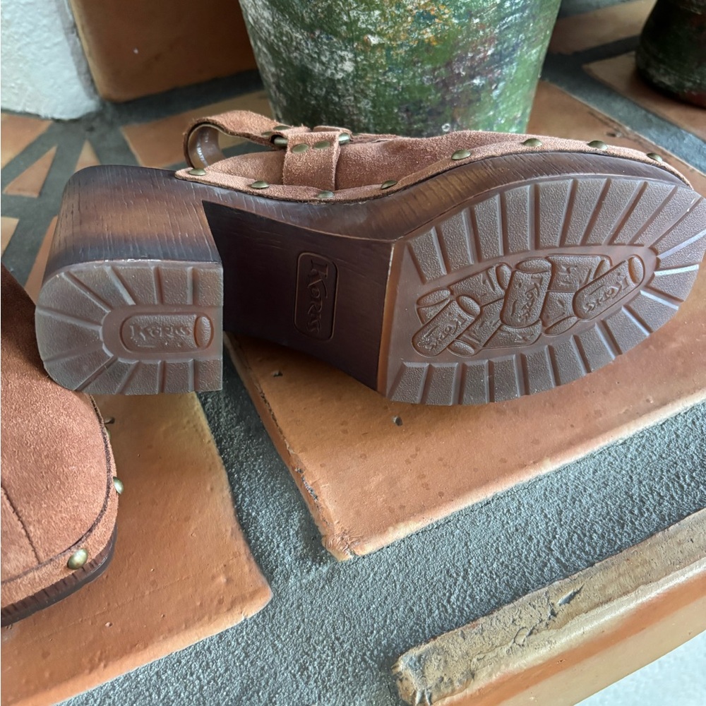 Korks Like New Brown genuine Suede Clogs brand new size 8: Bohemian Western - Picture 3 of 4